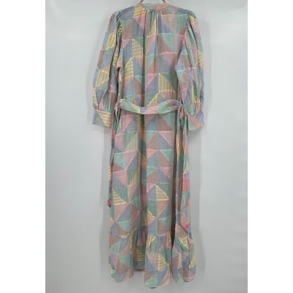 Antik Batik Caroline Long Dress size M 40 Maxi Shirt Dress Belted 100% Cotton - Picture 8 of 13